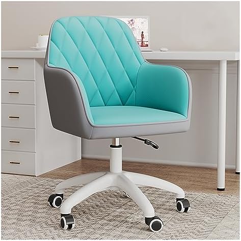 Desk Chair Vanity Chair Stool for Makeup with Wheels and Back Modern Accent Chair Home Office Chair Task Armchair Adjustable Rolling Swivel Chair for Bedroom Vanity Room (Color : Blue)