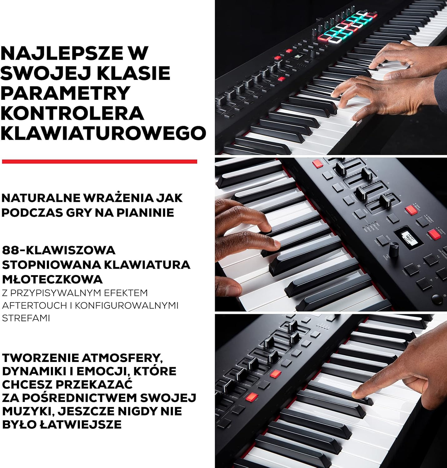 M-Audio Hammer 88 Pro – 88 Key USB MIDI Keyboard Controller With Piano Style Weighted Hammer Action Keys, Beat Pads & Height, Foam Padded Arms, Digital Piano Stand, Fits 54-88 Key Electric Pianos