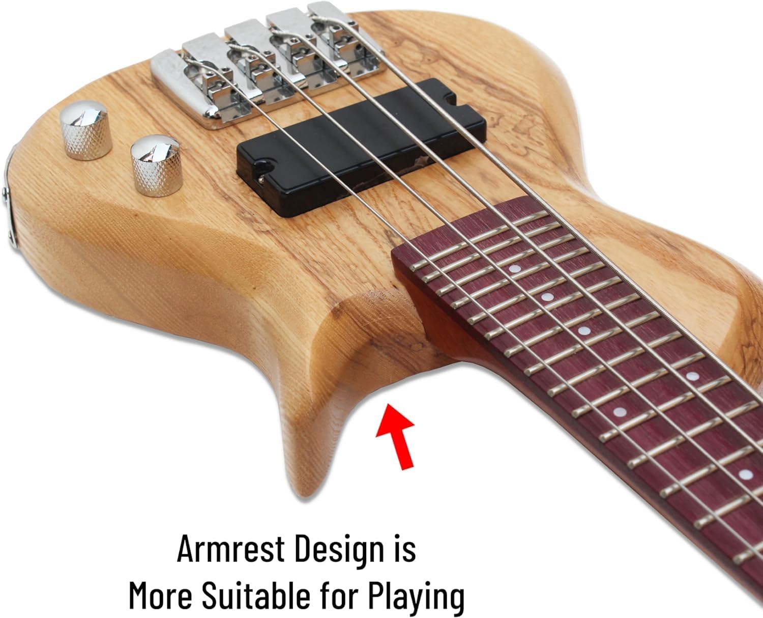 Batking Mini Electric Bass Guitar, Travel Ubass 4 Strings, Fretted Ukelele Bass with Gig bag & Wrench