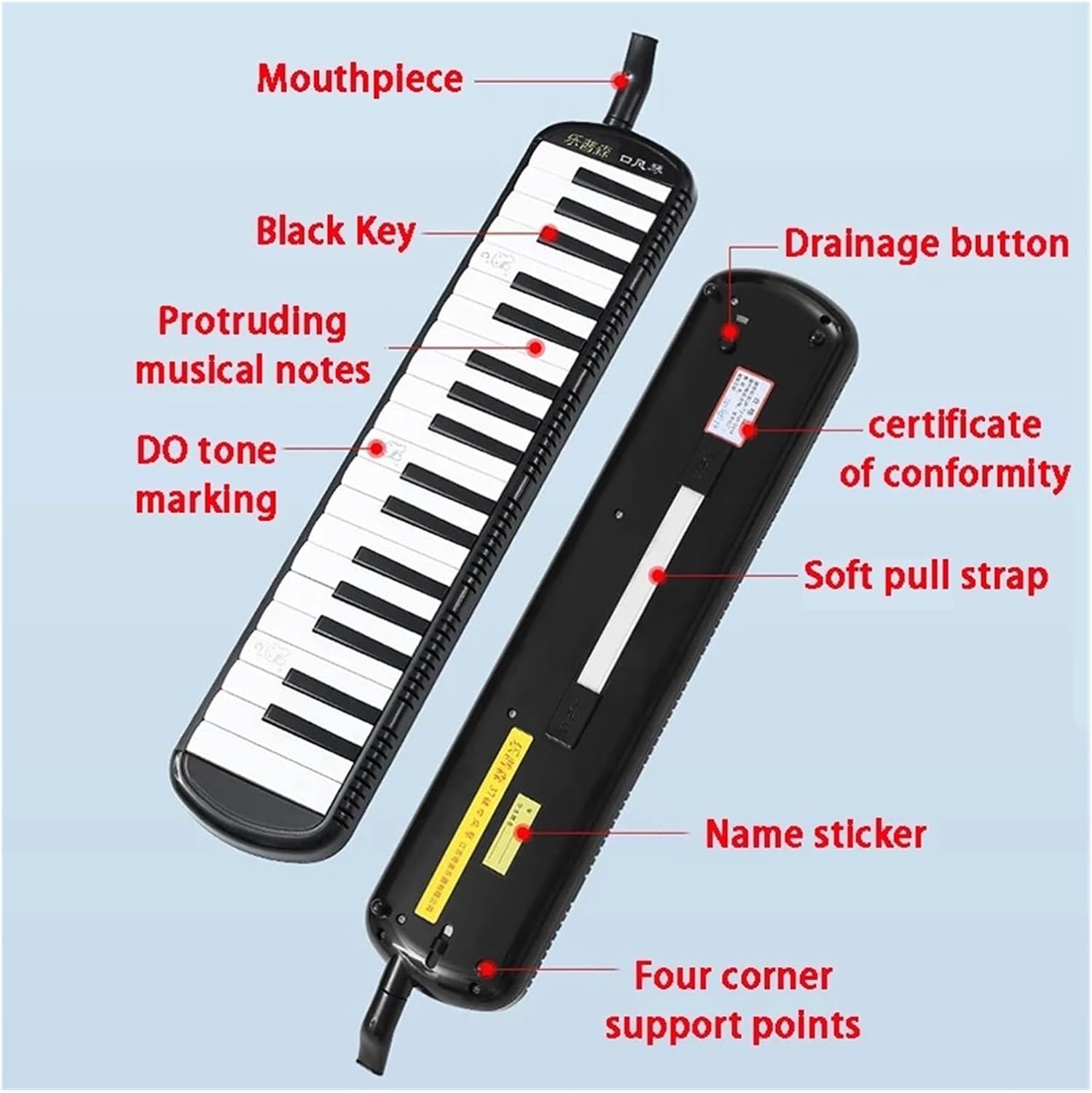 Melodica Children Melodica 37 Keys Mouth Organ 32 Key with Mouthpiece Portable Musical Keyboard Professional Piano for Child Melodion(37 Key Pink)