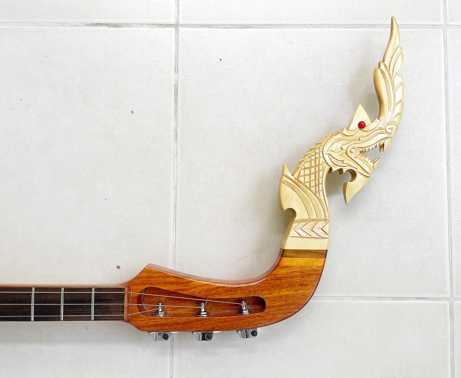 Isarn Acoustic Phin 3 Strings, Thai Lao Guitar Musical Instrument, Traditional Thai Classical Musical Pin122R, brown (Pin106)