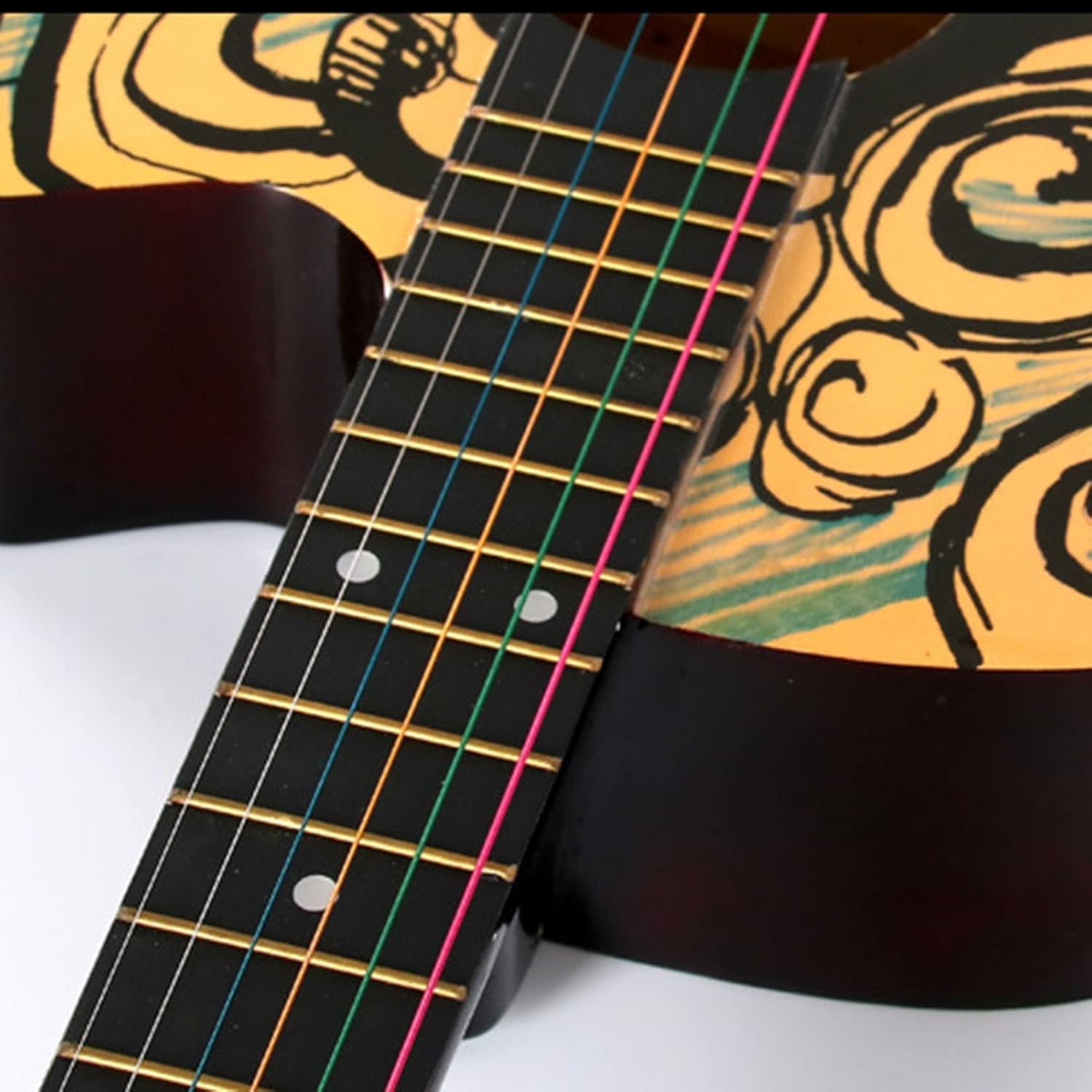 Restokki Wooden Graffiti Pattern 38in Acoustic Guitar for Beginner Music Lovers