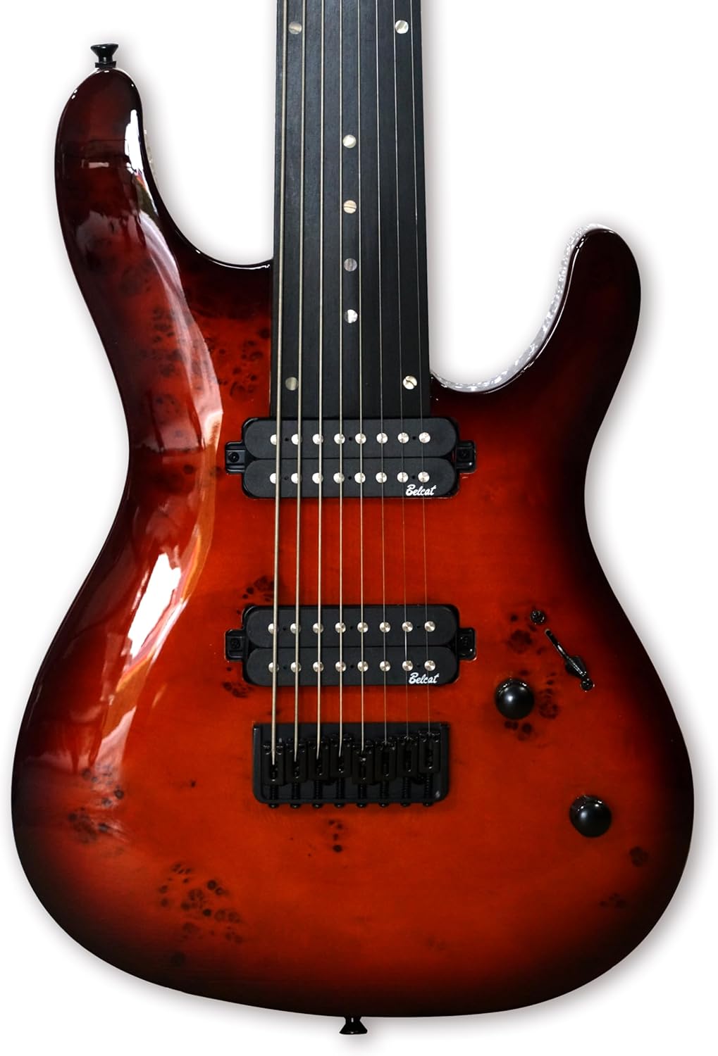 TARIO Fretless 8 String Electric Guitar Burl poplar veener top okoume Wood Body Bolt On Maple Neck Poplar Wood Body