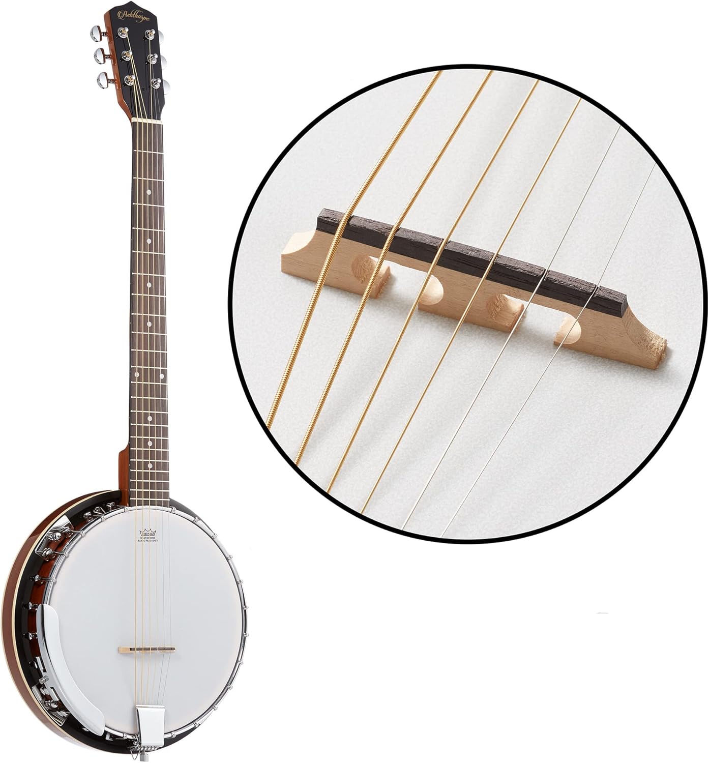Ashthorpe 6-String Banjo - Full Size with 24 Brackets, Closed Back, Mahogany Resonator