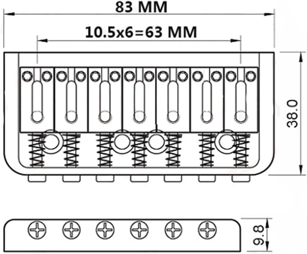 1 Set 7 Strings Electric Guitar Fixed Bridge Stainless Saddle Electric Guitar Bridge (Color : Gold)