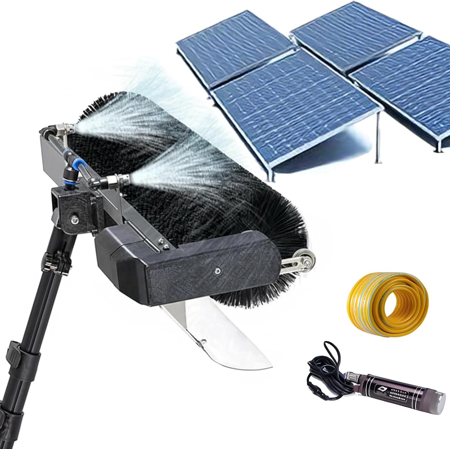 24.6 Ft Solar Panel Cleaning Brush, 7.5m Lightweight Extension Pole, Solar Panel Cleaning Brush and Pole, Soft Bristles Car Wash Brush, RV Wash Brush, Truck Wash Brush, Boat Brush Plug