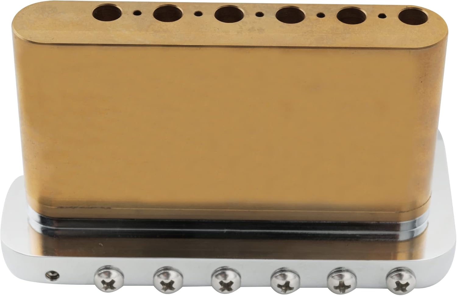 Musiclily Ultra 52.5mm (2-1/16 inch) Full Solid Brass 6-Screw Knife Edge Tremolo Bridge for Strat Style Electric Guitar, Hybrid