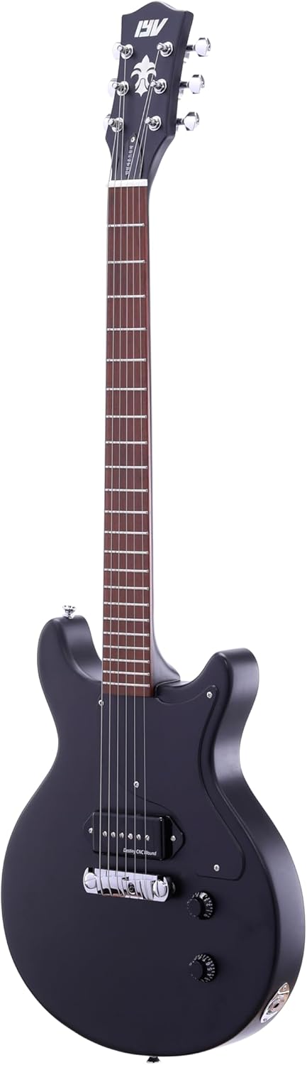 IYV ILJR-200 6 String Solid-Body Electric Guitar, Black