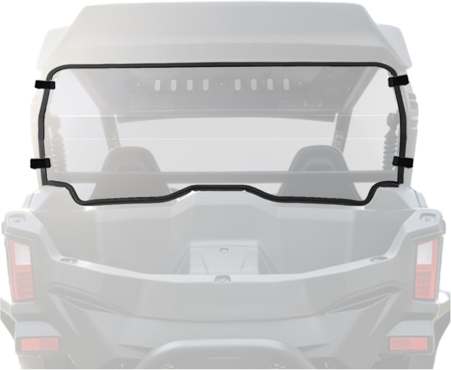 Clear Rear Windshield with Vent Holes Compatible with 2023–2025 CFMOTO ZForce 950 Sport / Sport 4 / Trail & 800 Trail, PC + Rubber Plastic For All-Weather Riding UTV Accessories