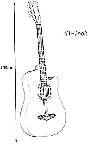 Full Size Guitar Acoustic Guitar Classical Guitar Student Practice Outdoor Carrying Sound Sweet Metal String Basswood Beginner Acoustic Guitar Starter Package Student G (Beige Long)