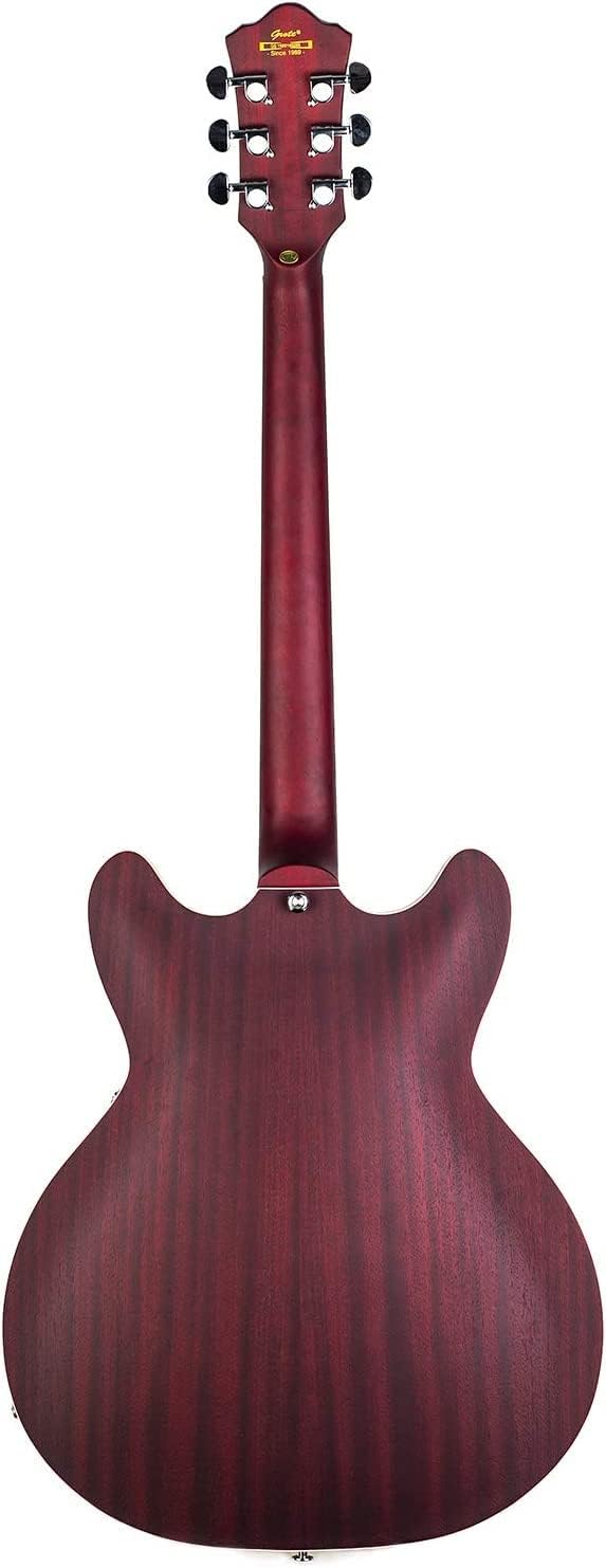 Semi-hollow Body Jazz Electric Guitar, 335 Style Matte Electric Guitar with Flame Maple top, Rosewood Fretboard, P90 Pickups (RED)