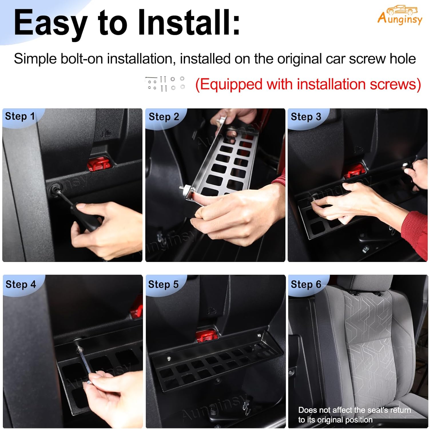 Aunginsy Backseat Car Organizer Tray Compatible with Toyota Tacoma 2016-2023 Aluminum Second-Row Seat Back Storage Partition Storage Rack Shelf Panel Hanging Expansion Storage Baffle Box Accessories
