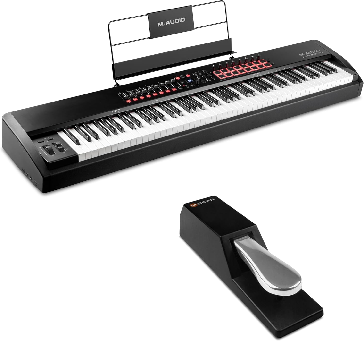 M-AUDIO Hammer 88 Pro MIDI Controller Bundle with M-AUDIO SP-2 Sustain Pedal for Studio Recording, Music Production, Podcasting, Streaming