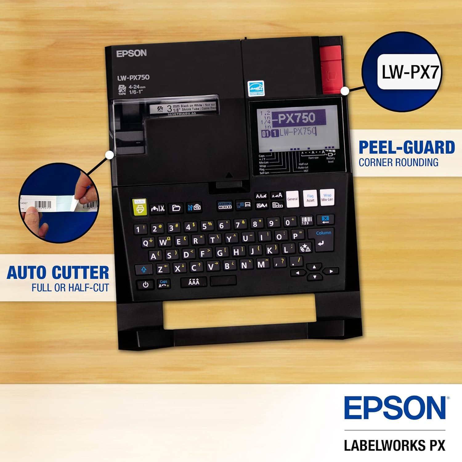 Epson LABELWORKSBonus Bundle - LW-PX750 Industrial Label Maker Kit - Complete Kit with Accessories and 224BWPX & 224VTBWPX Tape Cartridge