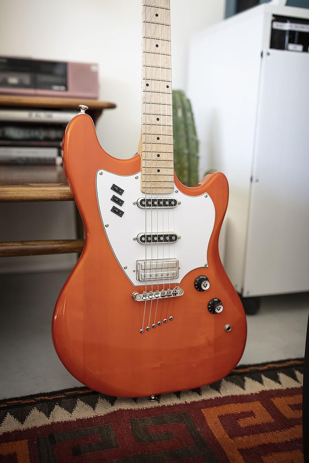 Guild Guitars Surfliner Solid Body Electric Guitar Sunset Orange - Classic Styling with Modern Features, Guild Rocker Pickup Switching System with Master Volume, Tone Control and 3 Switches