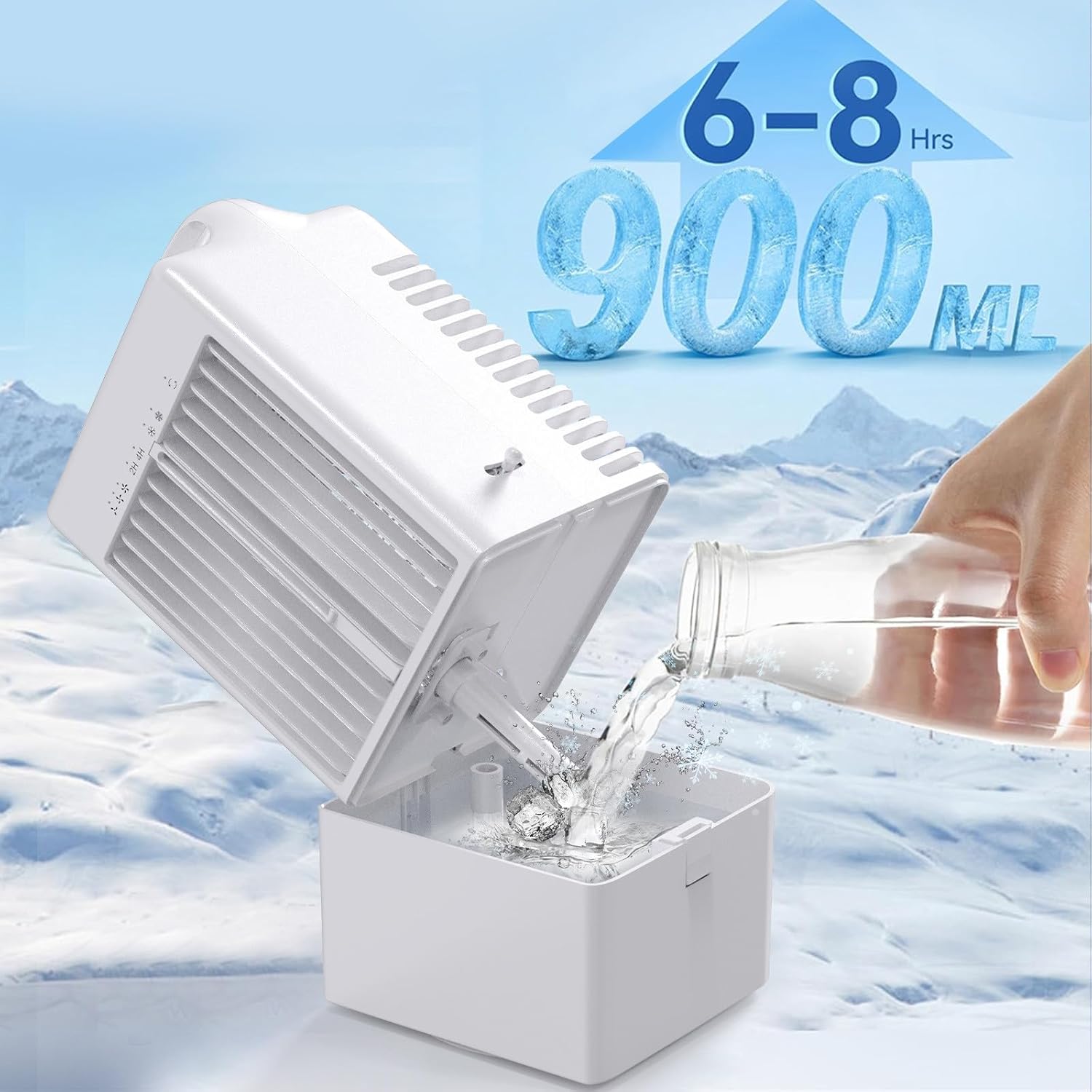 HELLORSO Portable Air Conditioners Oscillating Fan,Desk Mini Air Evaporative Cooler with Upgraded 3 Cool Mist&Speed and Timer, Small AC Desktop Personal Air Conditioner for Office Room (White-1pc)