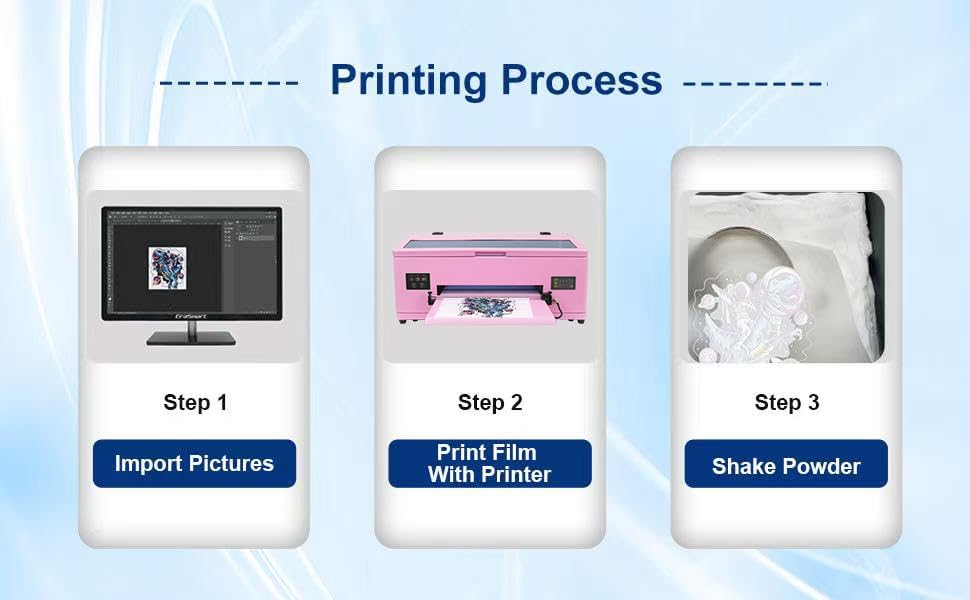 A3 DTF Printer L1800 Transfer Printing Machine 100% Transfer Rate for DIY Print T-Shirts, Leather, Other Textile (A3 Printer + Software + 5x250ml Ink + 1 Roll Film)