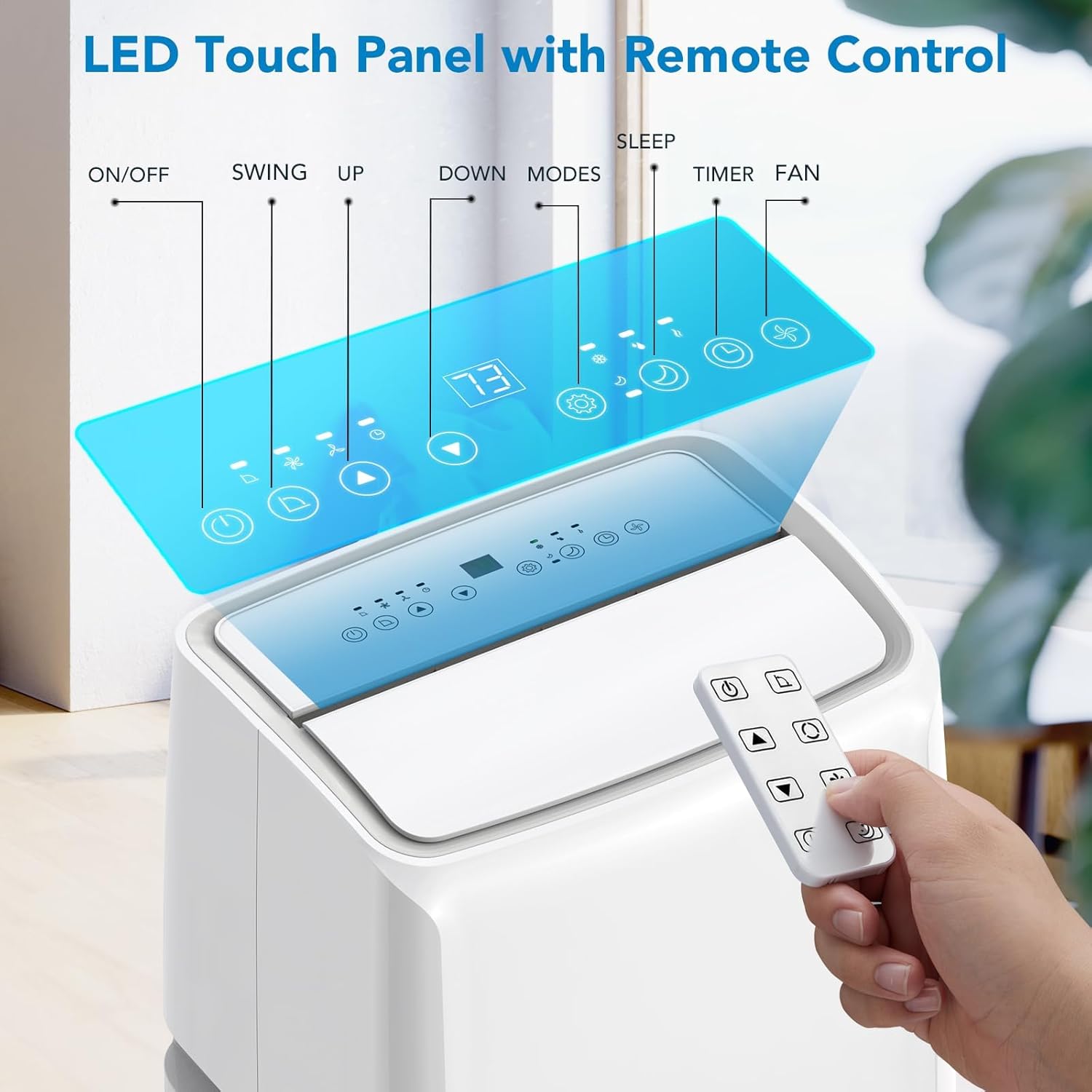 14,000 BTU 3-in-1 Portable Air Conditioner with Window Kit, Cools up to 750 Sq.Ft, 75-Pint Dehumidifier, 51db Ultra Quiet, 4-Way Airflow Remote Control, AC Unit For Living room, office, White 3034