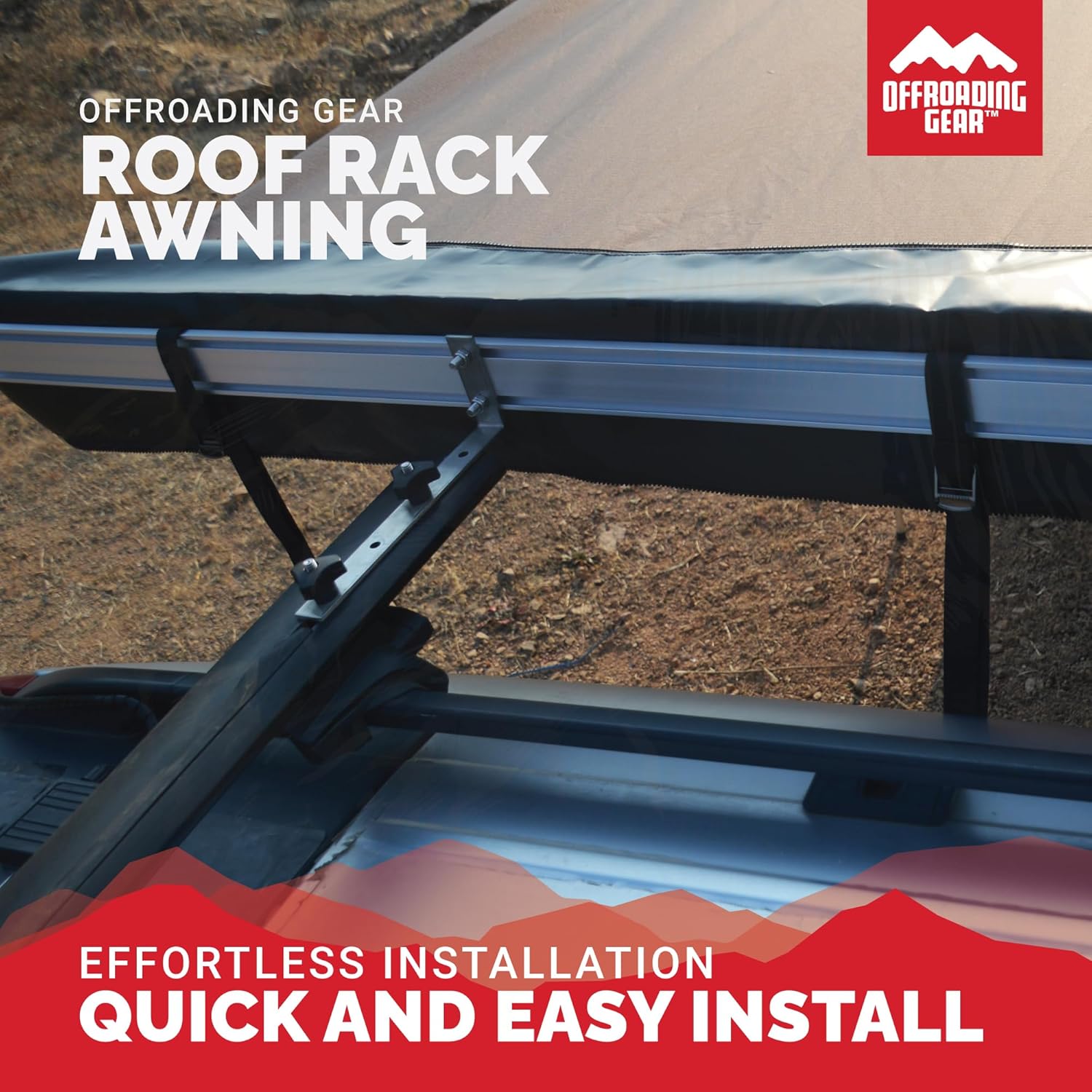 Offroading Gear 4x4 Accessories| Roof Rack Awning (Retractable) W/Free Side Extension | 6.5' x 6.5'| for SUV| RV| Jeep| Truck| Van| Car| Etc.