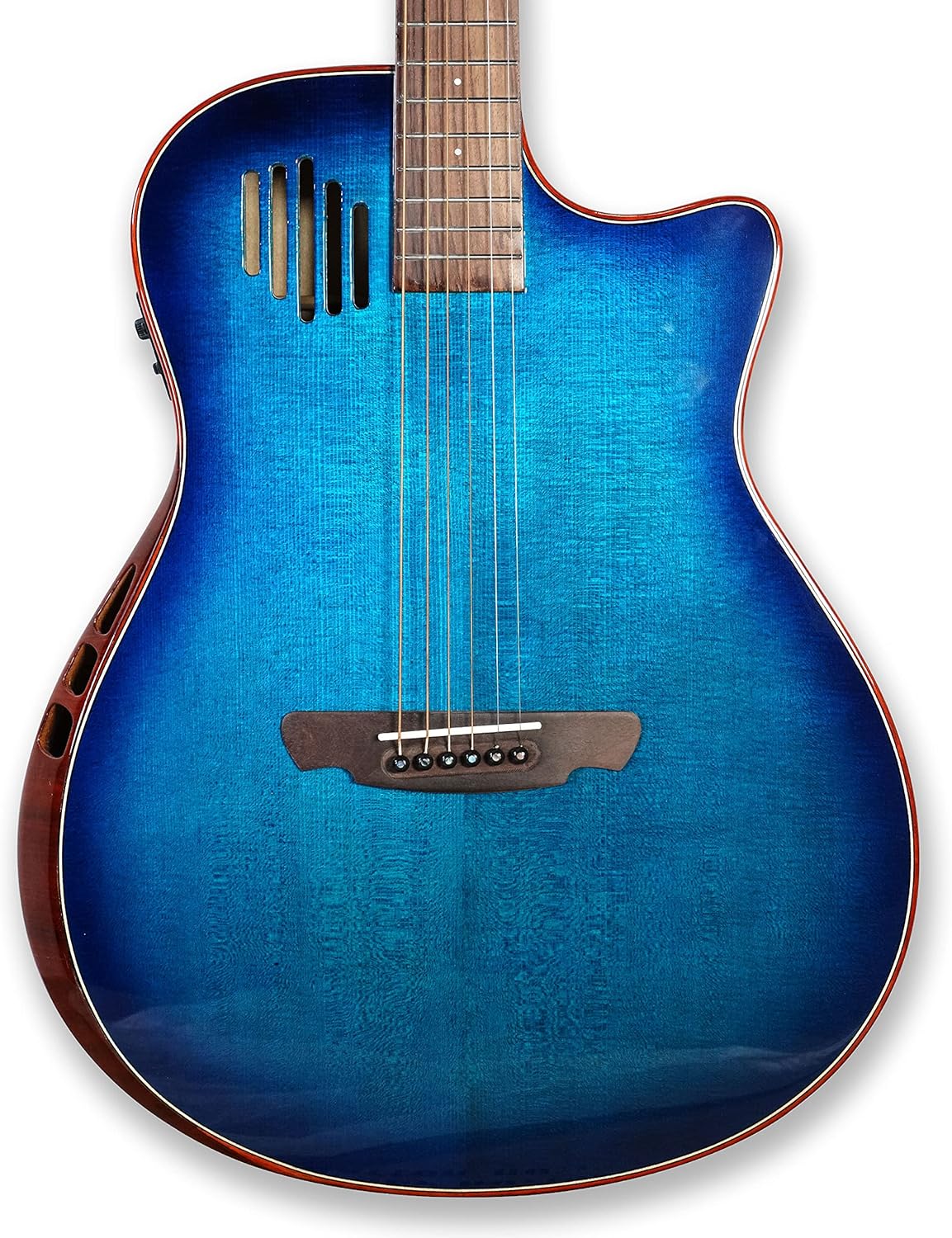 GAEA 41 inches Solid Spruce Top Acoustic Electric Guitar with D'Adario EXP-16 Coated Phosphor Bronze String Flame Maple Back & Side Rosewood Fingerboard & bridge (Blueburst) (GS-801)