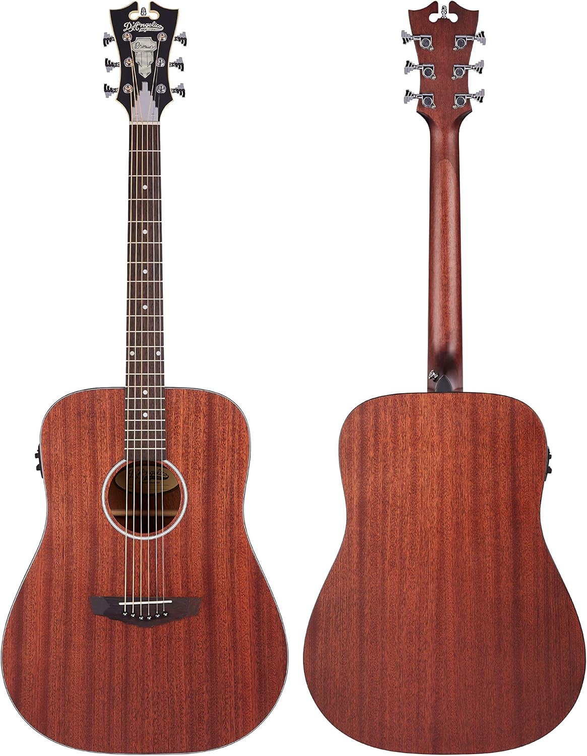 D'Angelico 6 String Acoustic-Electric Guitar, Right, Natural (DAPLSD300MAHCP)