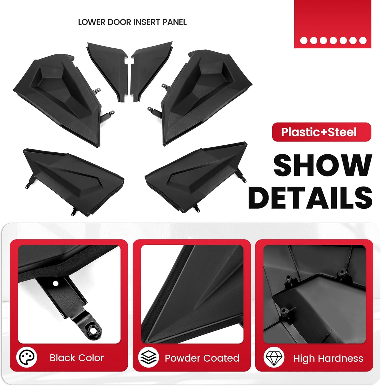 HECASA Lower Door Insert Panel Compatible with 2014-2023 Polaris RZR XP 4 900 XP 4 1000 XP4 Turbo EPS S S4 Replacement for 2879942 Door Accessories 4 Seat Heavy Duty