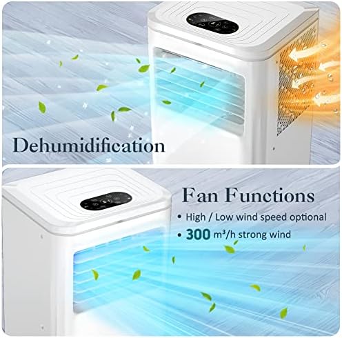 10000 BTU Portable Air Conditioner for Cool Up to 350 Sq.Ft. Large Room, LifePlus 3 In 1 Portable AC Unit w/Dehumidifier & Fan, Auto Swing, 24H Timer & Window Ventilation Kit, Low Noise for Bedroom