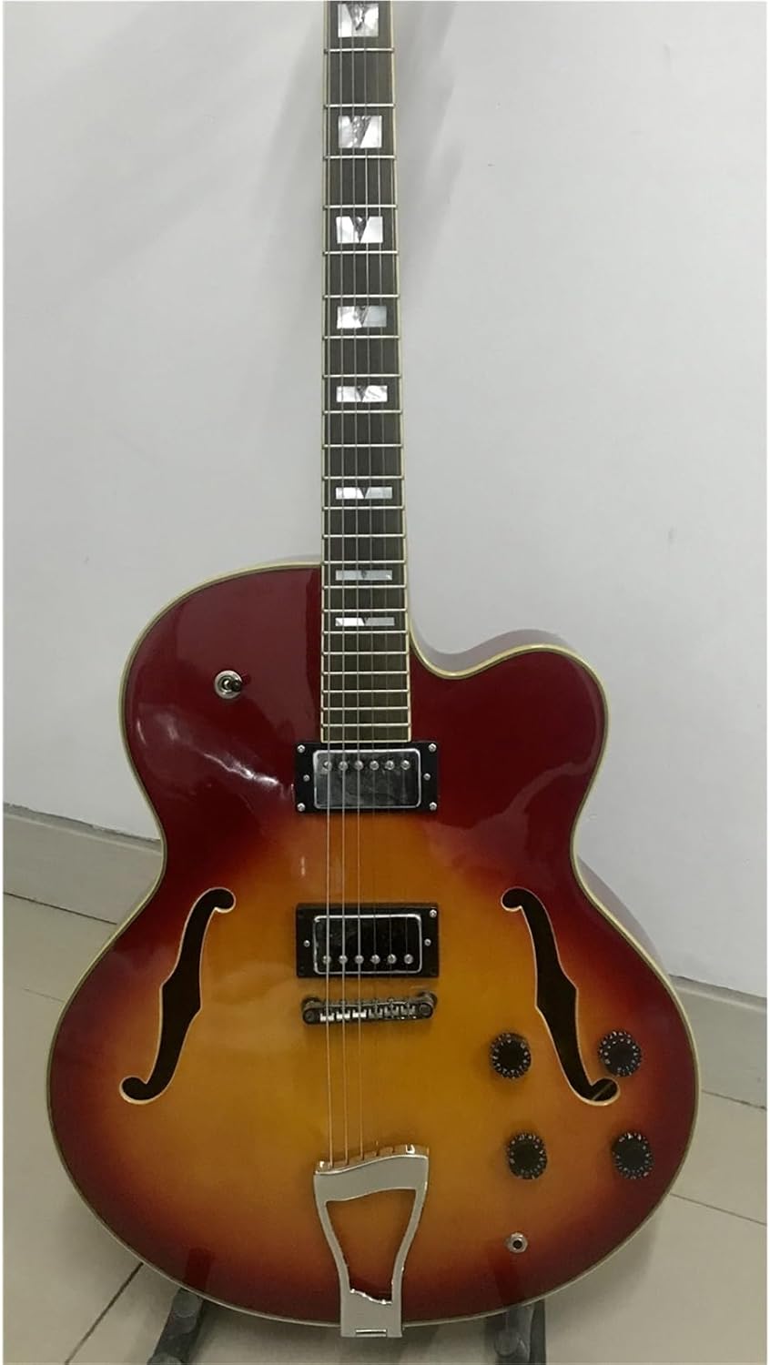 Beginner Electric Guitar Kits Sunset Color Single Cut Rounded Fully Hollow F Hole Jazz Electric Guitar