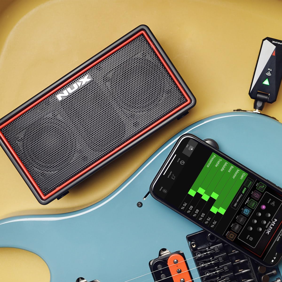 NUX Mighty Air Wireless Stereo Modelling Guitar/Bass Amplifier with Bluetooth,Mobile App