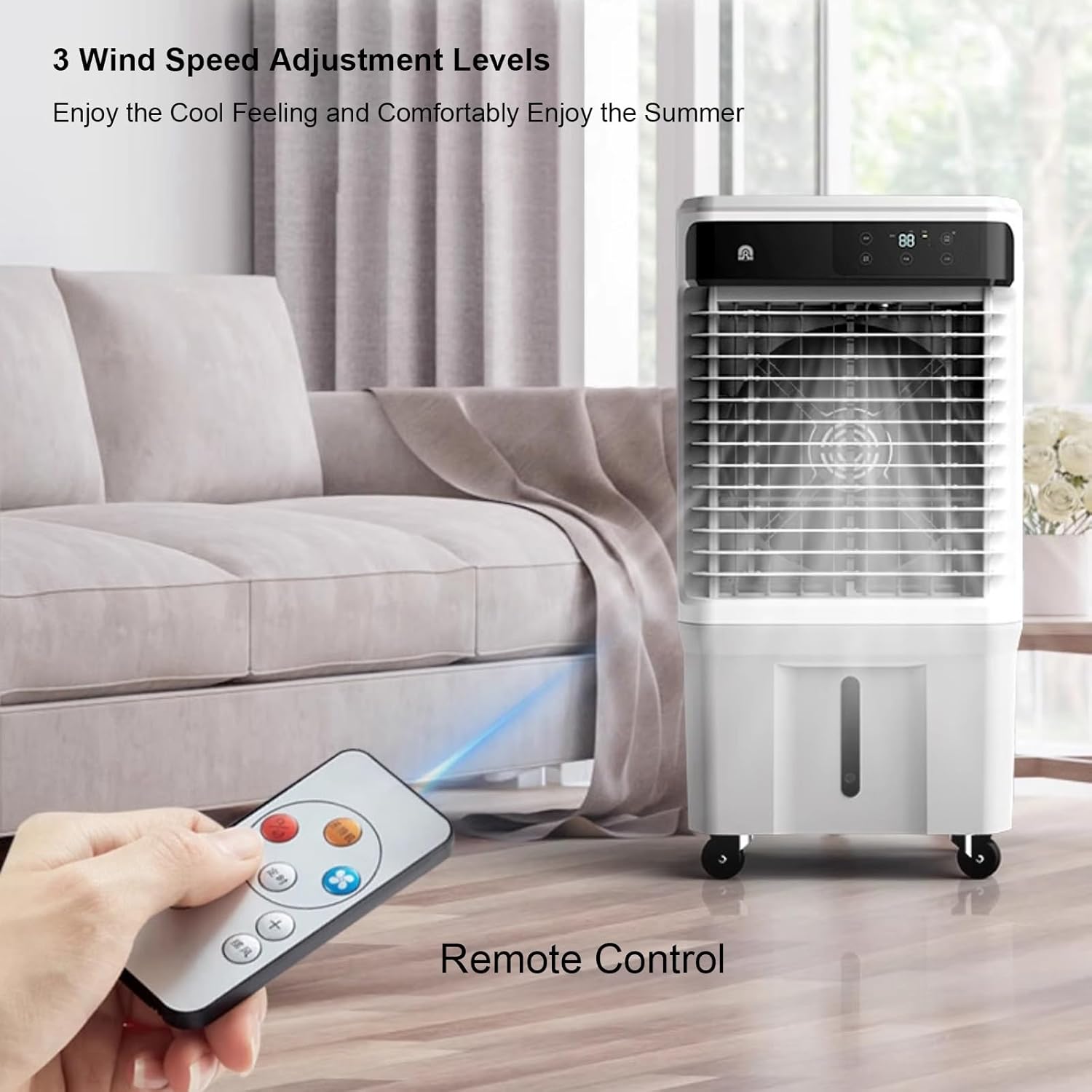 Swamp Cooler, 4000CFM Windowless Air Conditioner with 13 Gal Water Tank, 120° Oscillation, 3 Speed, 5 H Timer, Remote, 4 Ice Packs, Evaporative Cooler for Indoor＆Outdoor
