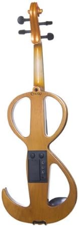 Cecilio 4/4 Full Size Electric Silent Violin, Hand-Carved Solid Maple Wood, Complete Set with Case & Ebony Fittings, Yellow Maple Metallic