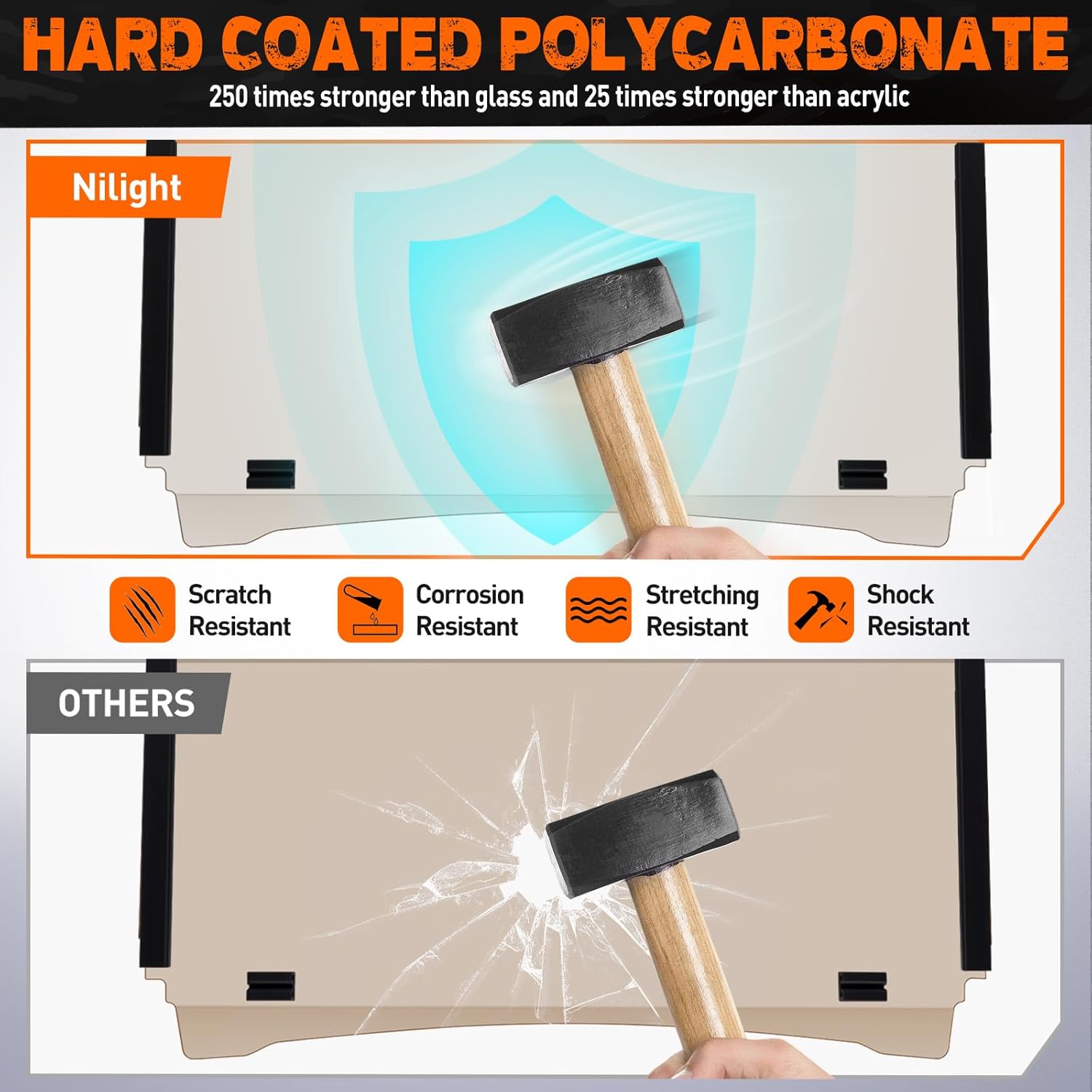 Nilight Golf Cart Windshield for Front Window Foldable UV Protection Compatible with Yamaha Drive G29 Gas or Electric Models 2007-2016 Tinted Polycarbonate (PC) Scratch and Impact Resistant