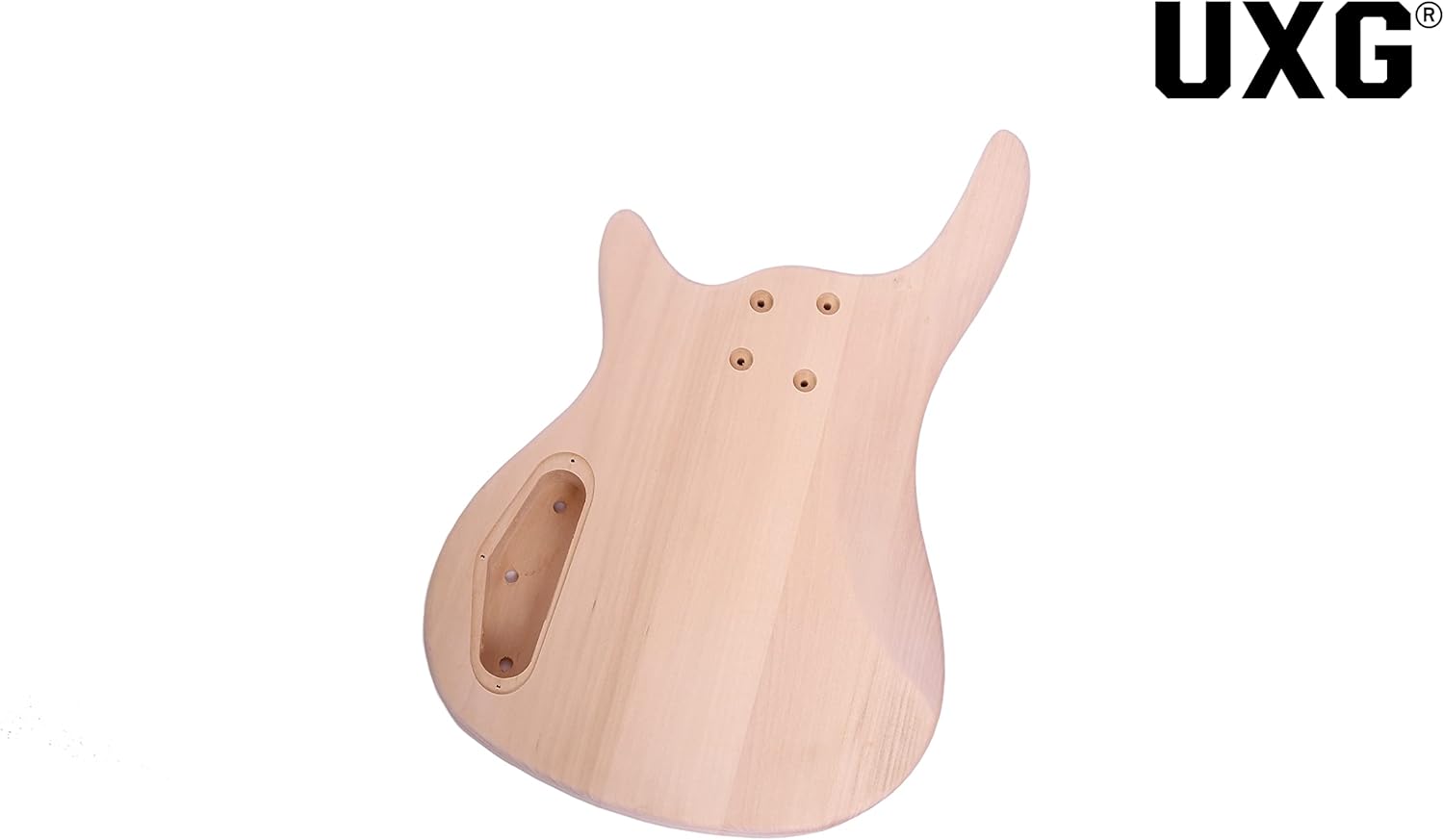 I-4 DIY Electric Bass Guitar Kits，Basswood body，Maple Neck and Rosewood Fingerboard，All Components Included，Natural