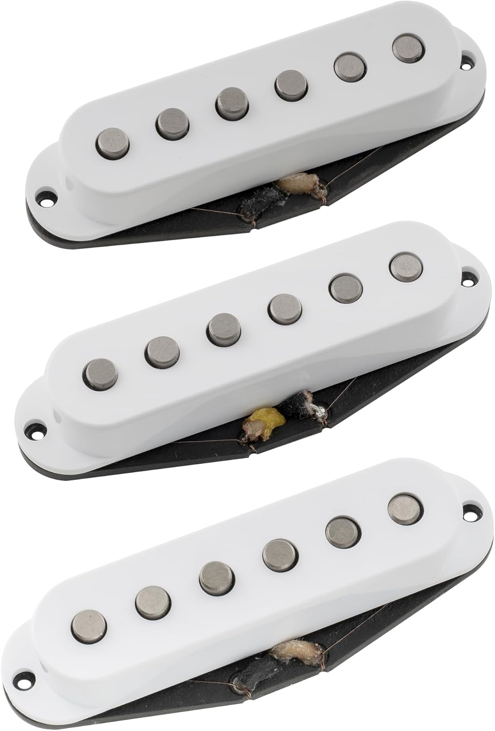 The Revival Pickups RPS1 Vintage Classic Alnico 5/Alnico 3 Strat Single Coil Pickups Neck Middle Bridge Pickup Set for Stratocaster Style Electric Guitar, White