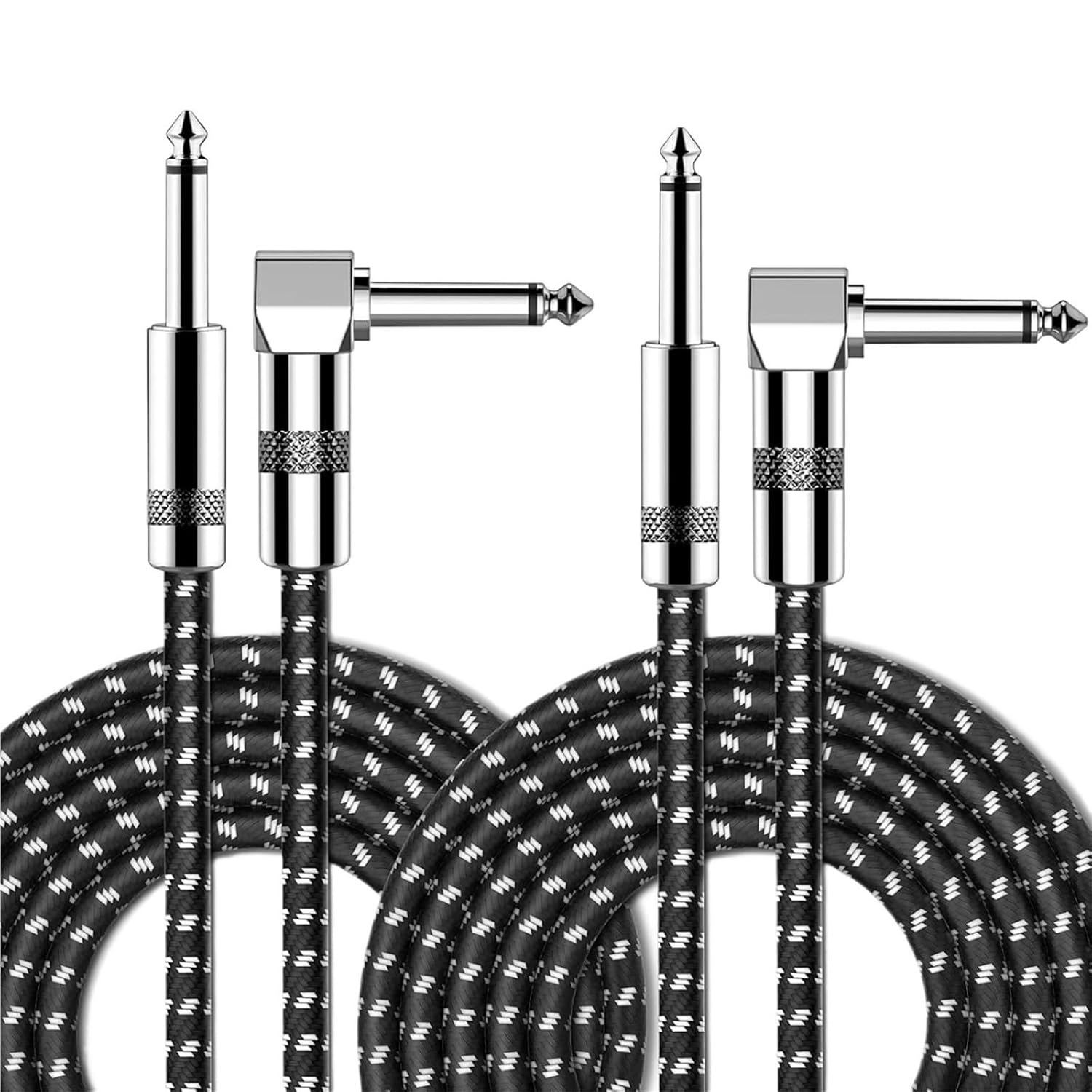 2Packs 6.5mm Guitar Cable Electric Instrument Patch Cable Bass AMP Cord 6.5mm 1/4 Straight Mono Cable for Mandolin Pro Audio(Straight-L-2PK,0.5m)