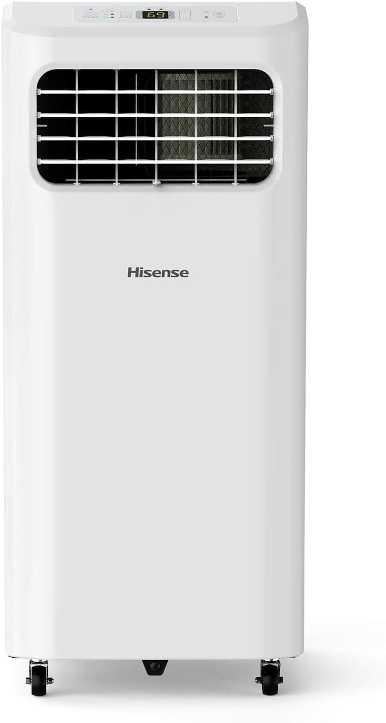 Hisense Portable Air Conditioner 6,000 BTU Cooling Dehumidifier Fan for Smaller Room up to 250 sq ft, Remote Control, White (Renewed)