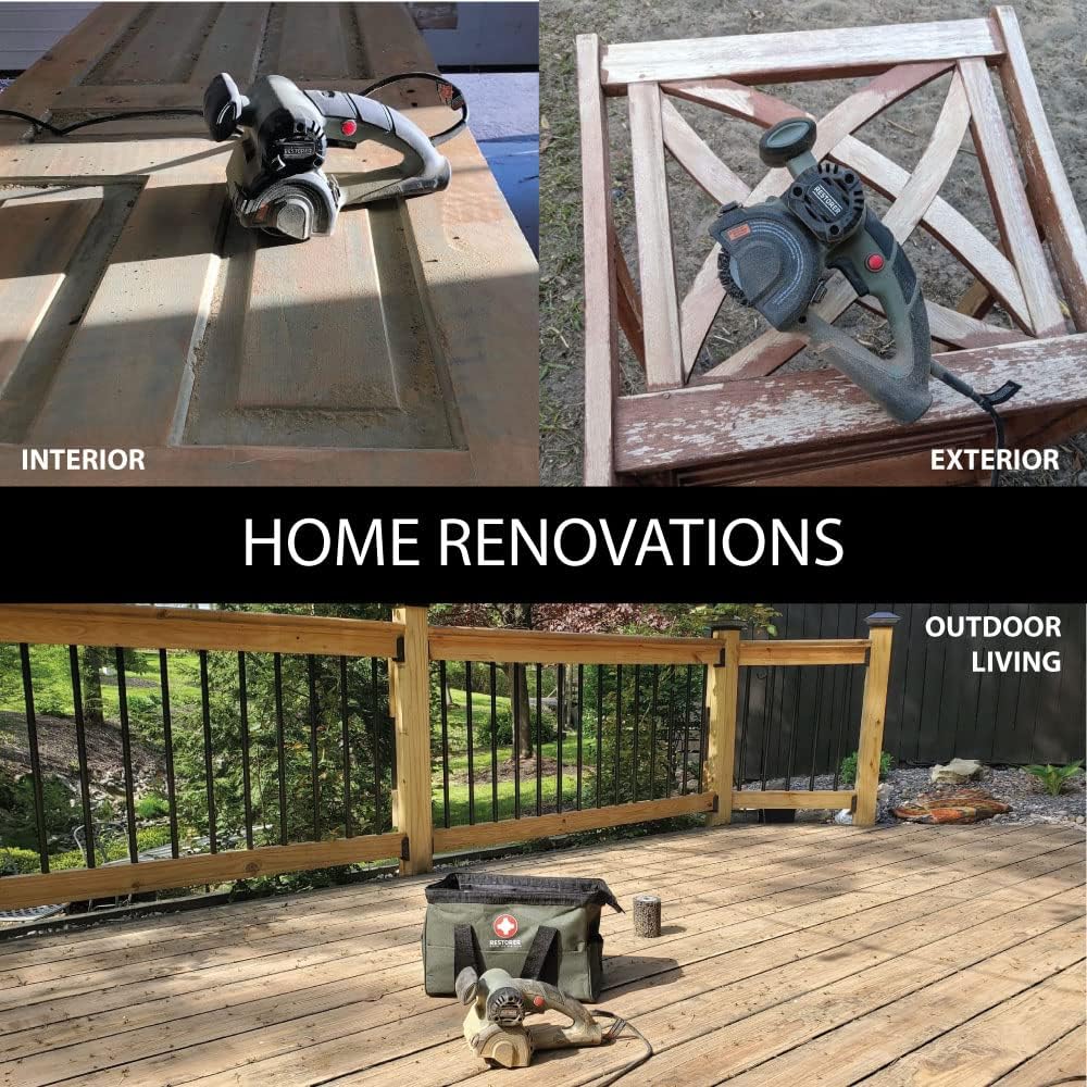 RESTORER Drum Sander Tool for Woodworking, Surface Conditioning, Buffer Polisher, Paint Stripper Remover, WR351K2 Variable Speed with vac attachment, Tool Bag, OHIO family business, 11 x 7 x 7 inches