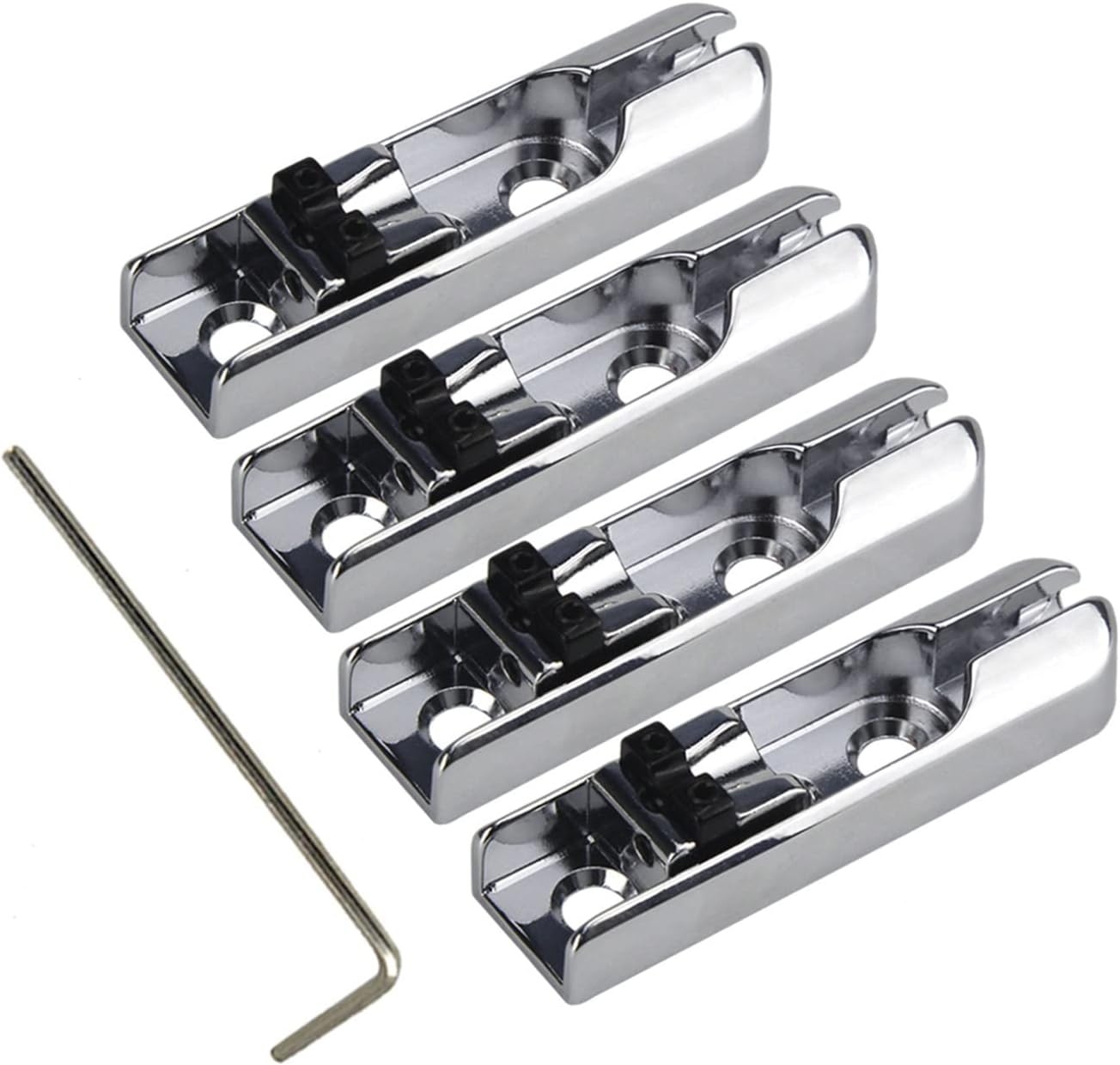 4pcs Individual 4 String Bass Bridge Chrome Bass Guitar Parts Guitar Parts Bridge