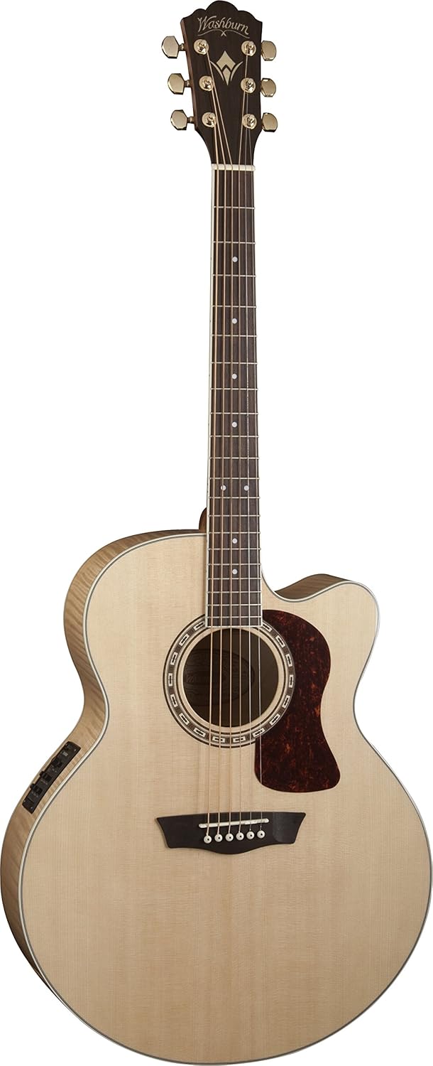 Washburn Heritage 40 Series 6 String Acoustic-Electric Guitar, Right, Natural Gloss (HJ40SCE-O)