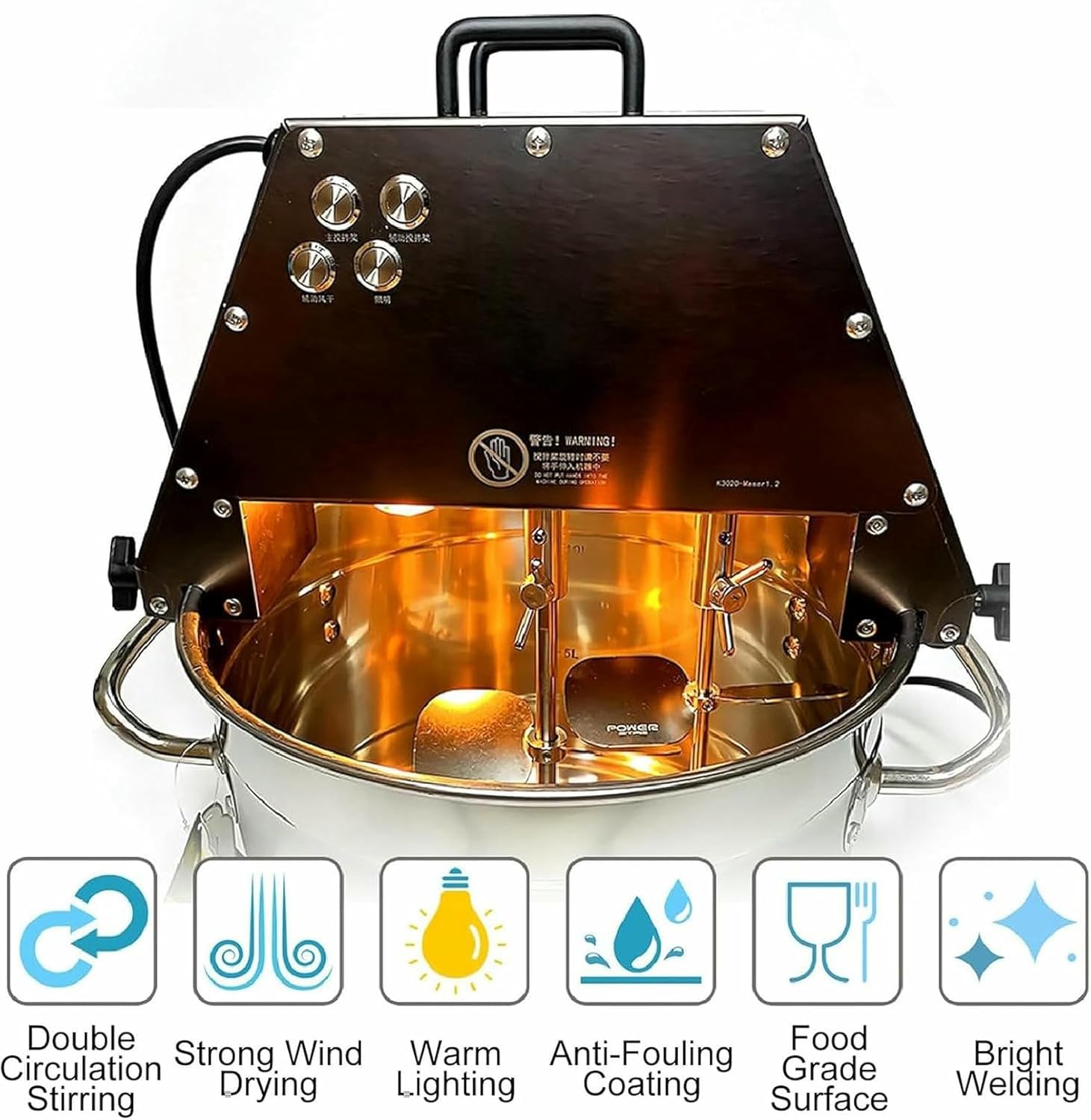 10L/2.64gal Auto Pot Stirrer Cooking Food Mixer Pot, Tomato Milling Machine, Electric Double Stirring Paddle Stirrer, for Mixing Jam&Sauce