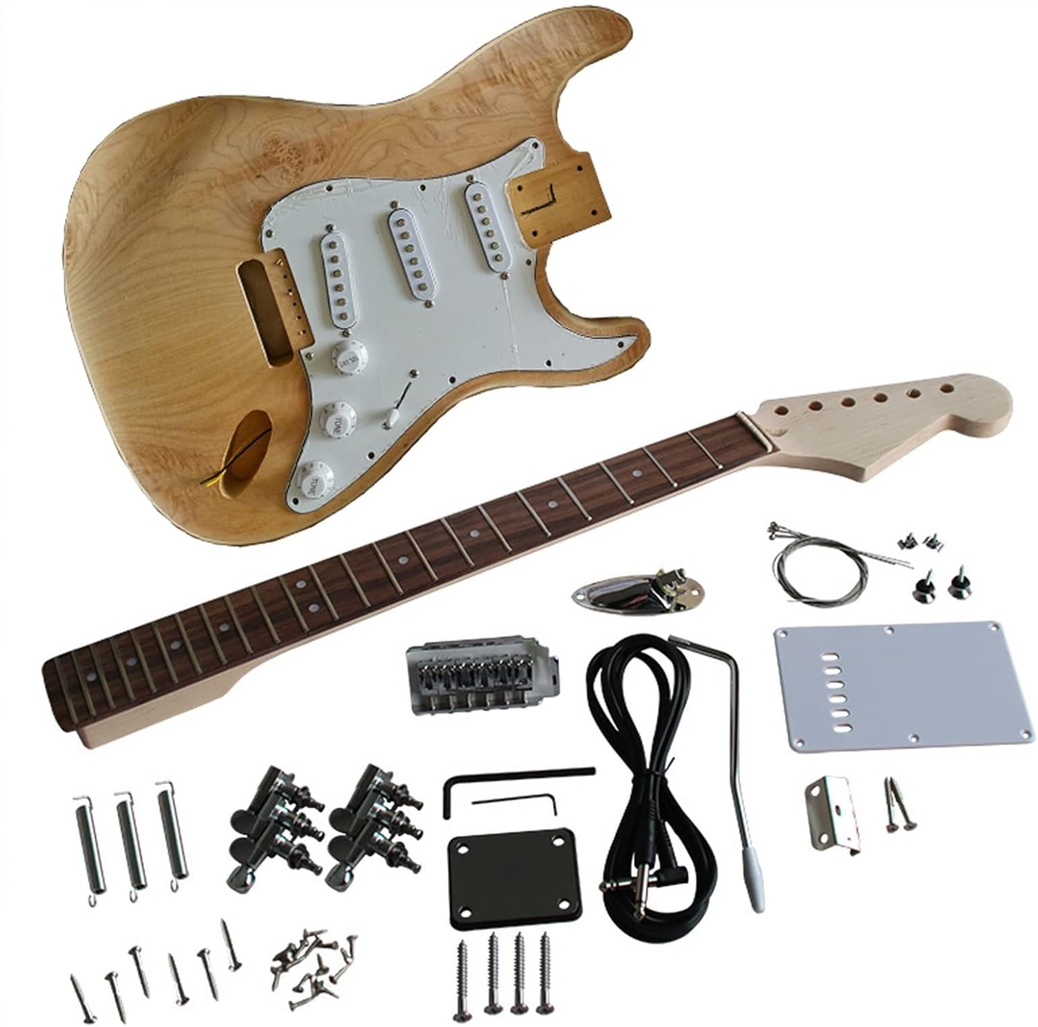 TSTS Electric Guitar Making Material Accessorie Maple Veneer Hard Maple Neck DIY Guitar Kit Unfinished Electric Guitar Kit (Color : 01)