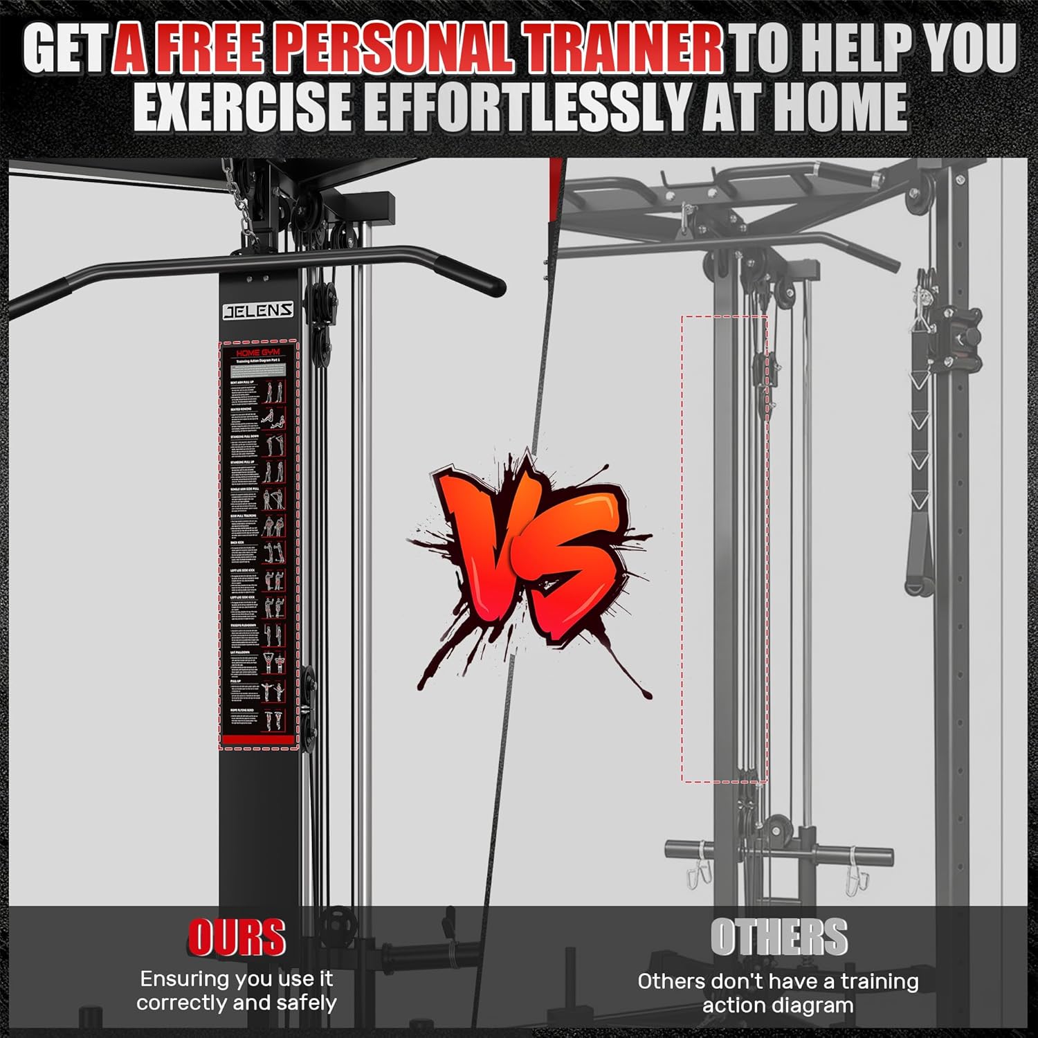 CC01 Fitness Cable Crossover Machine with High and Low Pulley System, Functional Trainer with with Pull Up Bars and Optional Bundle, Plate Loaded Pulley System for Home Gym Power Workout