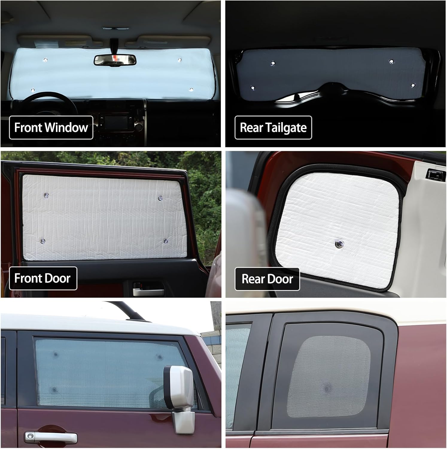 Car Full Windshield Sunshade Compatible with Toyota FJ Cruiser 2007-2021 Automotive Windshield Sunshades Foldable Reflective Sun Visor for UV Rays and Sun Heat Full Protect Car Interior Accessories