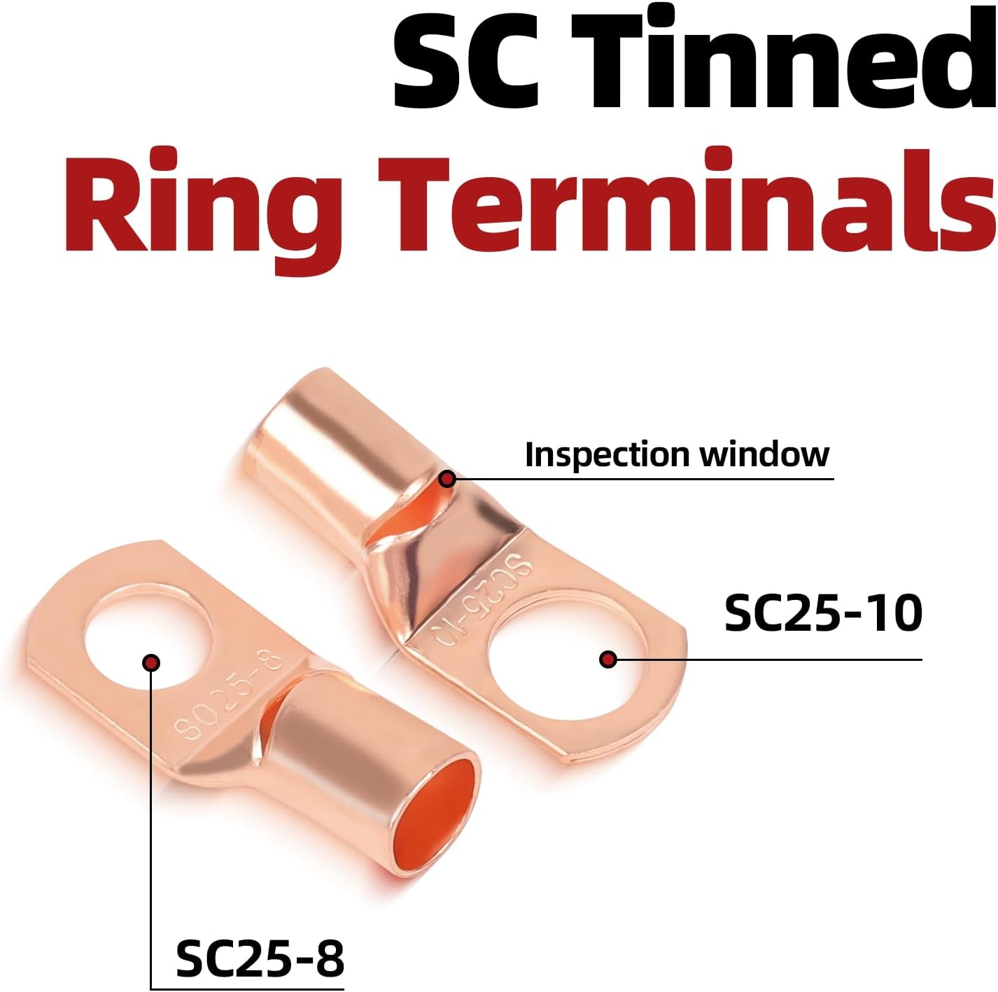 4 Gauge Wire (50FT Each, Black/Red) SGANGCAR True Spec Power Ground Wire Cable with 20 Lugs, 20 Heat Shrink Wrap,Copper Clad Aluminum CCA,for Power/Auto,Amplifier,Car Audio Speaker,Ground Cable