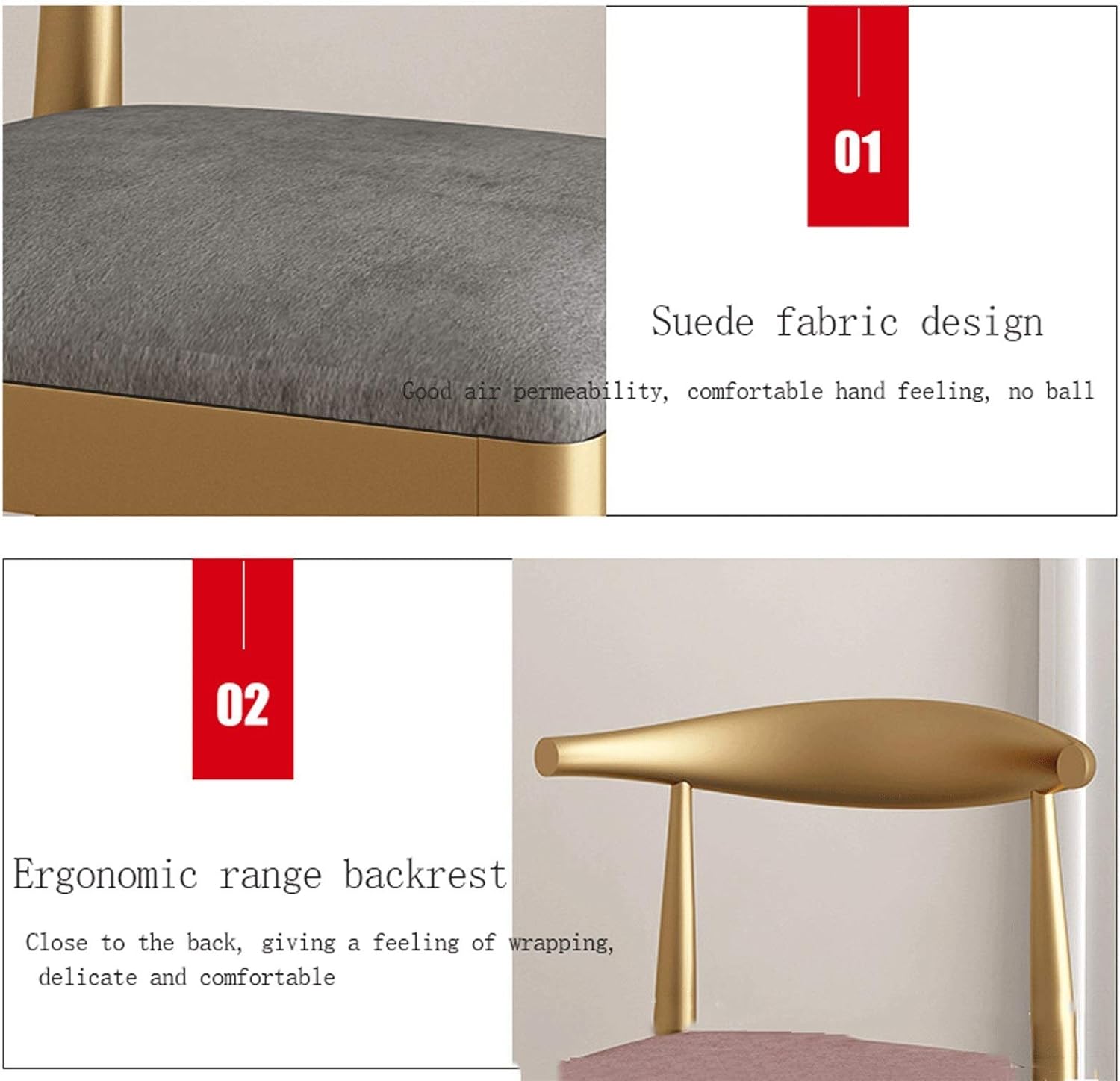 Modern Kitchen Dining Room Chairs Metal Legs Living Room Dining Chair Soft Velvet Cushion Seat for Living Room Terrace Office Kitchen Lounging (Color : Pink)