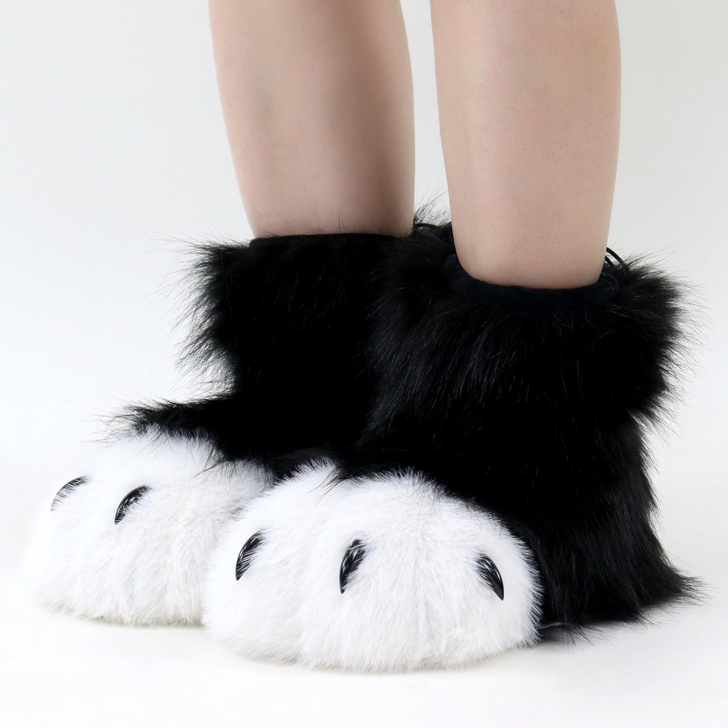 Cat Paw Mittens Gloves Furry Shoes Fursuit Animal Head Mask Halloween Masquerade Costume Accessories Set
