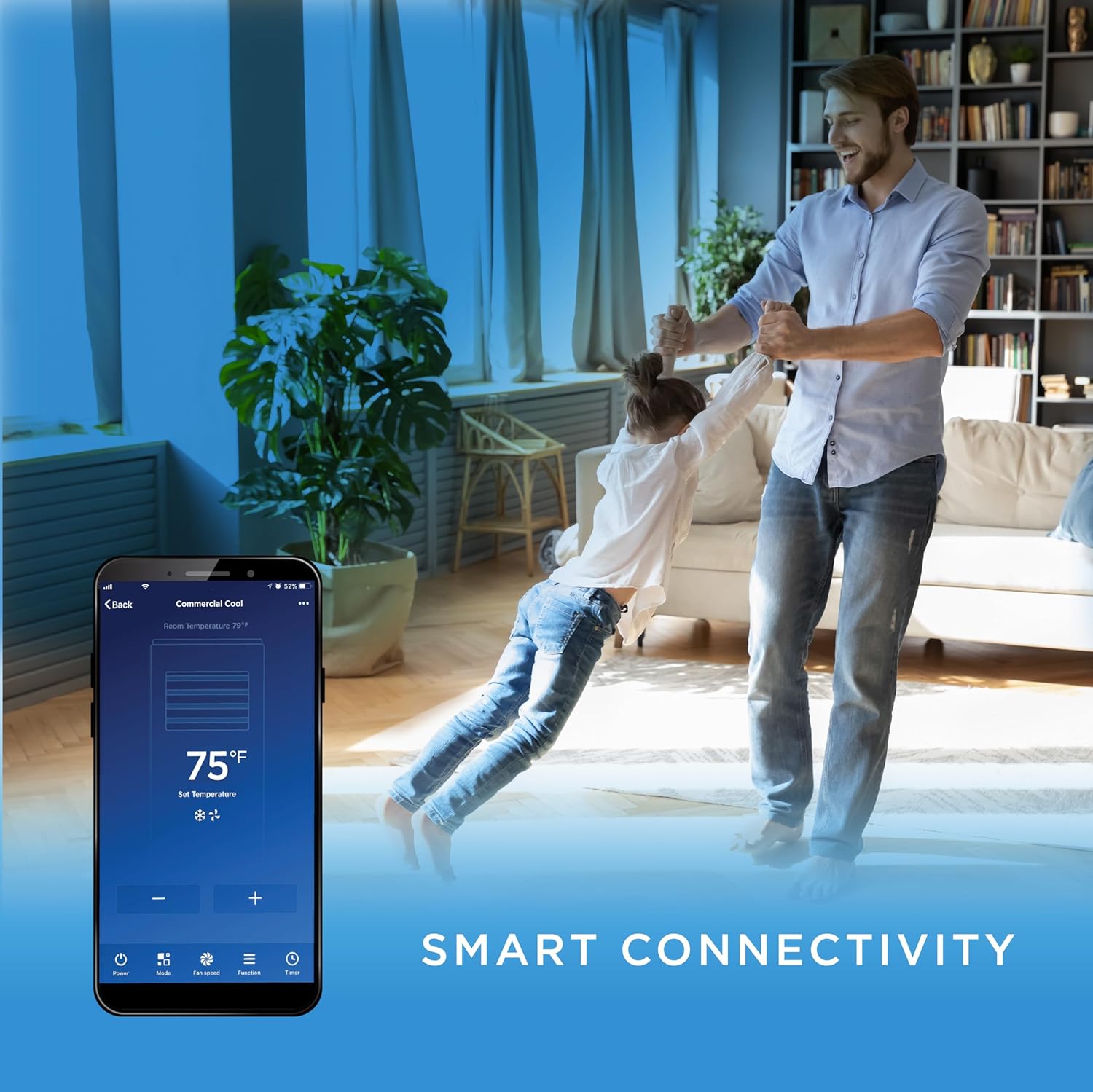 Commercial Cool Portable Air Conditioner, Dehumidifier & Fan, Portable Air Conditioner 9,000 BTU Covers up to 400 Sq. Ft., Wi-Fi Enabled, White