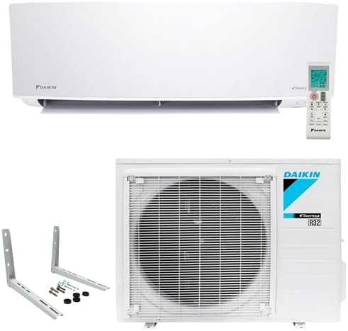 Daikin 12,000 BTU 18 SEER2 Entra R32 Series Ductless Mini Split Heat Pump System w/Wall Mounting Bracket (230V), White, RXC12+FTXC12+WAFP24