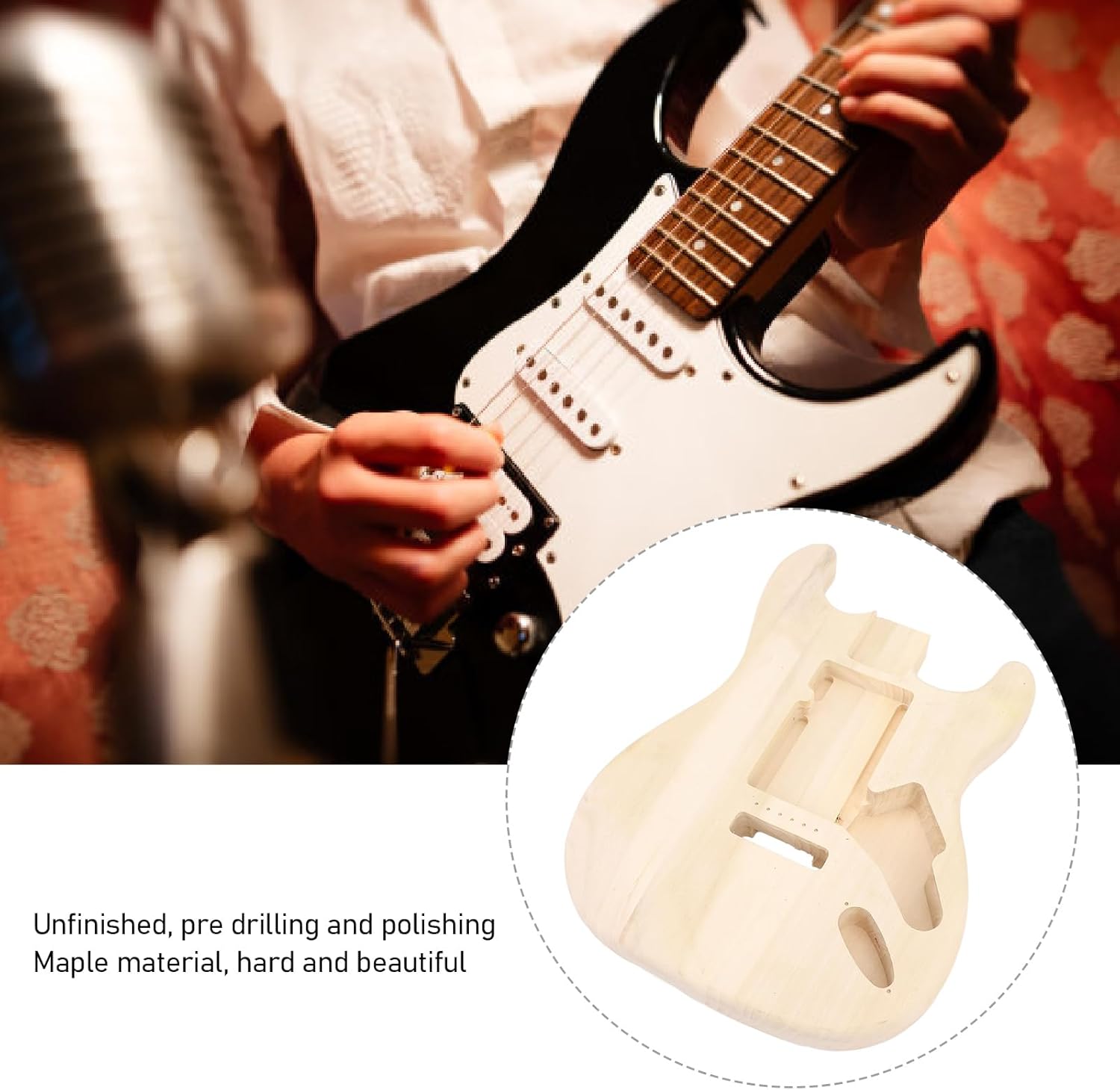 Electric Guitar Body Replacement Unfinished One Piece Maple Guitar Body for Guitars DIY Accessories