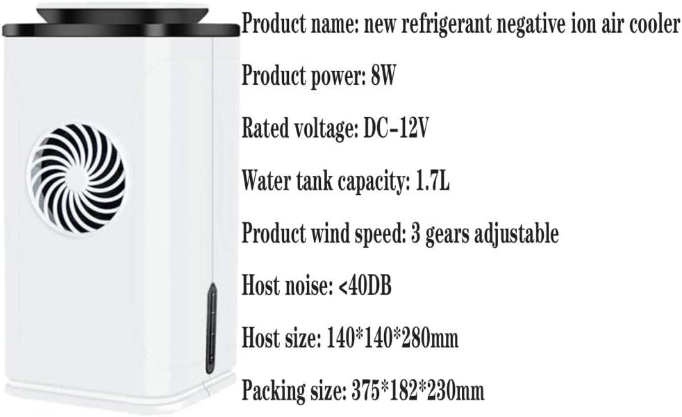 Portable Cooler, Mini Air Conditioner Air Purifier, Three-in-one Cooling, Purification And Humidification, 12000w Negative Ion Generator, Small Space Silent Mobile Cooling